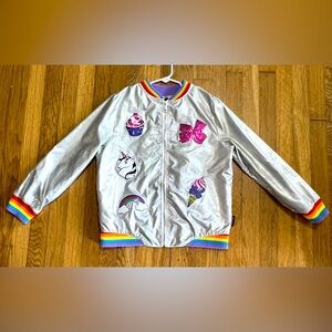Nickelodeon JoJo's Closet Silver Jacket with Rainbow Trim Kids Xl 14-16